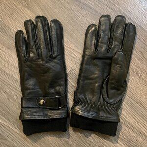 PERRY ELLIS Portfolio, Black Leather Gloves, Like NEW!, Insulated, Men's L